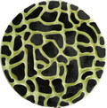 Yellow glow-in-the-dark decorative garden stepping stone with cracked mosaic pattern